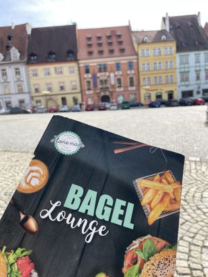 Terrace with a view  at Bagel Lounge in Cheb