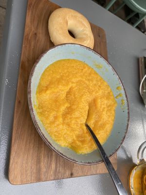 Soup of the day - carrot soup  at Bagel Lounge in Cheb