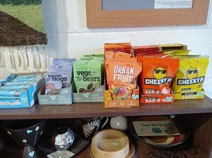 Lots of vegan snacks to choose from. at Green Heart Collective in Gateshead