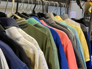 We offer some second-hand men's tees and t-shirts too! at Green Heart Collective in Gateshead