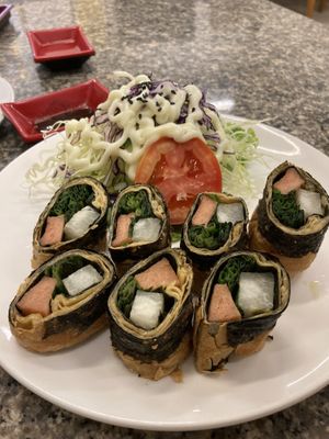 Menu item G014 tofu spring rolls  at Chijuya Restaurant - Jing Xin Health Food in Bangkok