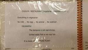 Very helpful notice. at Chijuya Restaurant - Jing Xin Health Food in Bangkok