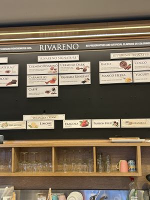 Vegan options marked  at RivaReno Gelato in St Julians