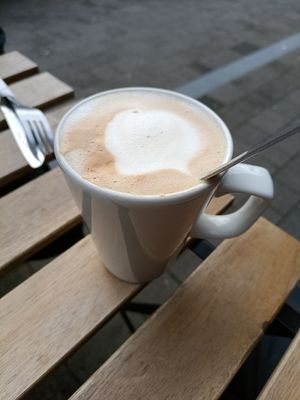 Oat milk latte at Mocha Beans in Westport