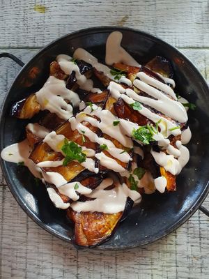 Aubergine tahini at Pita in North West London