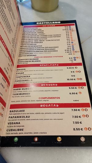 Menú at Harri Taberna in Getxo