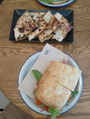 bocata y quesadillas veganas at Harri Taberna in Getxo