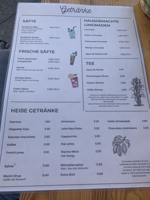 Menu at Mecato Café Colombiano in Berlin
