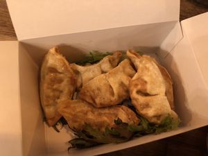 Take away vegan dumplings  at Momo Wok Box in Copenhagen