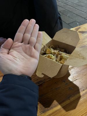 Flavorless appetizer-sized serving of Pad Thai for $20. Make sure to add plenty of Sriracha!  at Momo Wok Box in Copenhagen