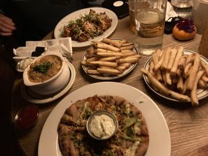 Our meal for 2 — $50 incl tip (excluding drinks) at Troy Beer Garden in Troy