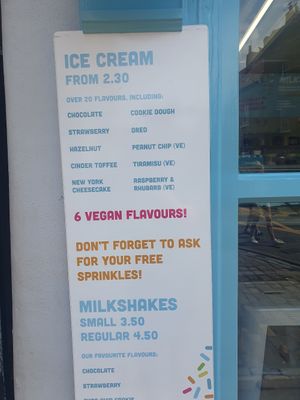 Vegan menu at Sprinkles in Whitby