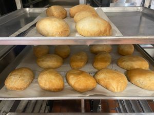 Veg-heads fresh out of the oven. Stuffed with plant based meat and cheese, cabbage, onions, and spices. DELICIOUS!  at Bunzy's Family Stop in Colorado Springs