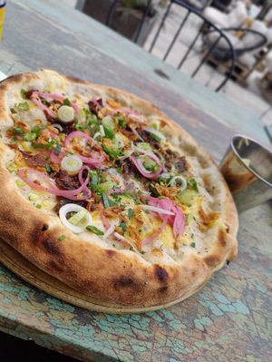 Sourcream and onion vegan piza at Godhem Sour Café & Bar in Trollhattan