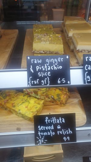 Raw ginger and pistachio slice is superb at Bonobo Cafe in Christchurch