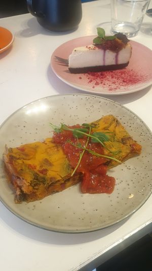 Highly recommend the frittata and baked cheesecake. Amazing! at Bonobo Cafe in Christchurch