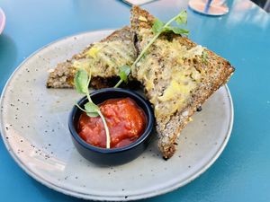 Mushroom cheese toastie  at Bonobo Cafe in Christchurch