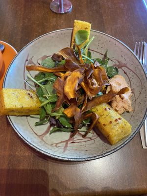 Mushroom and polenta  at Bonobo Cafe in Christchurch