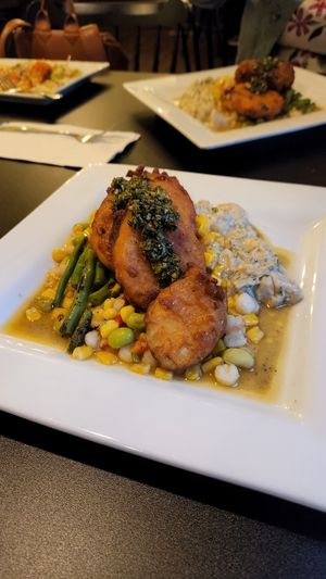 Deep fried squash with succotash at The Owl House in Rochester