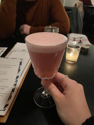 Raspberry Cloud Cocktail - Valentine's Day Dinner at The Owl House in Rochester