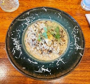 Vegan risotto (mushrooms, leek and coconut milk) at IL Pizzaiolo in Porto
