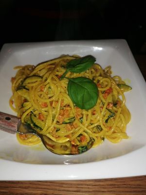 Vegan carbonara at Bella Roma in Amsterdam