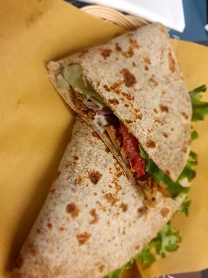 Piadina with vegan kebab at Sbionta in Rimini