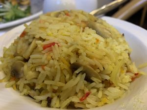 Mushroom pilau rice   at Le Raaj in Durham