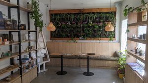 Green sitting area, not currently available to use at Isla Vegana in Ushuaia