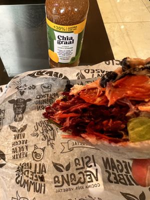 Wrap and chia drink  at Isla Vegana in Ushuaia