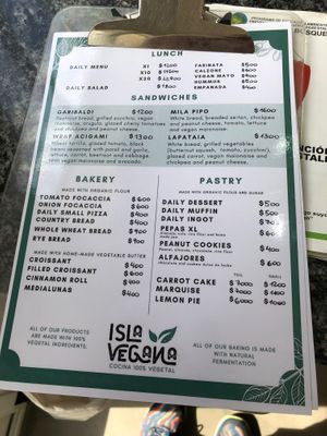 Menu at Isla Vegana in Ushuaia
