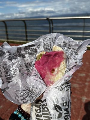 Yummy beet root wrap  at Isla Vegana in Ushuaia