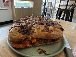 Soooo good! Hummus sandwich  at Isla Vegana in Ushuaia