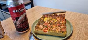 The tomato and herb quiche made with chickpea flour. at Isla Vegana in Ushuaia