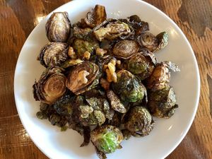 Roasted Brussels sprouts  at Coastal Cookery in Powell River