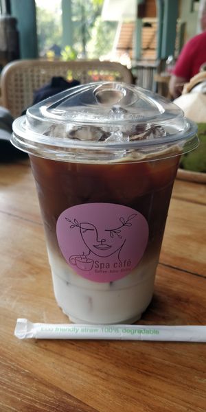 Iced cafe latte at Spa Cafe in Koh Chang