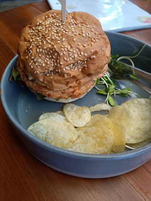 V-burger. 170thb. at Spa Cafe in Koh Chang