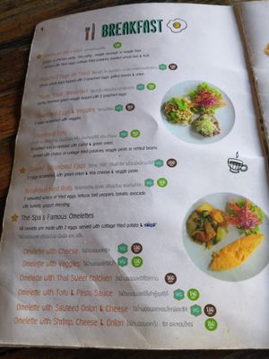 Menu at Spa Cafe in Koh Chang