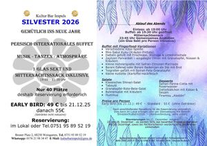 Noch rechtzeitig reservieren für den Silvesterabend in der Kultur Bar Impuls at Kultur Bar Impuls in Weingarten