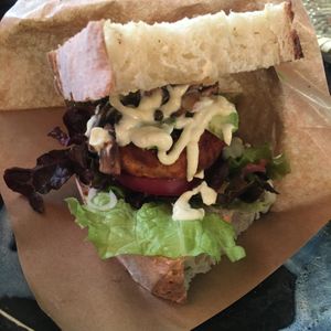 Tofu sandwich at Tane Cafe in Nagano