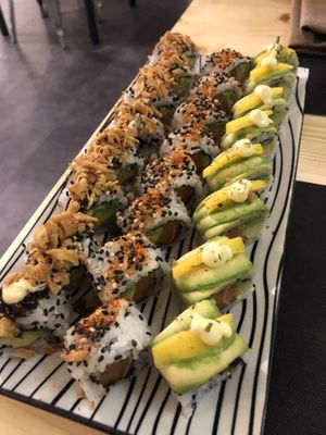(crunchy, spicy e dragon)  at Mun Sushi Bar in Rome