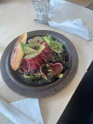 Brioche dish (vegan variation specified)  at Kumi Oslobukta in Oslo