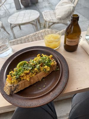 Yummy tofu scramble on toastt  at Kumi Oslobukta in Oslo