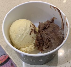 Vanilla chocolate ice cream  at Grycan in Krakow