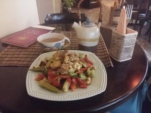 Tofu and veggies. Ayurvedic tea. at Veda House - Sofia in Sofia