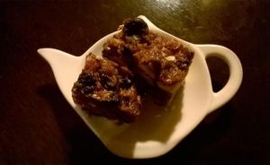 Panforte - vegan
Italian cake of dried fruit, nuts and spices. Underdone and very chewy. at Veda House - Sofia in Sofia