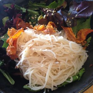 Delicious 'chicken' salad! So good!!  at Plus Eight Six - Vegie & Tea in Hobart