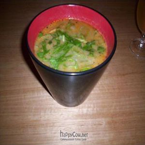 laksa dumpling noodle soup at Plus Eight Six - Vegie & Tea in Hobart