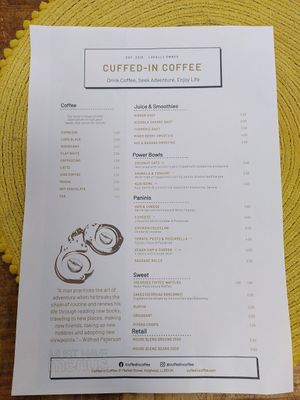 Menu (September 2021) at Cuffed-In-Coffee in Holyhead
