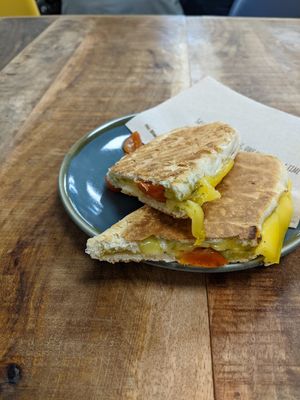 Tomato, cheese and pesto panini at Cuffed-In-Coffee in Holyhead